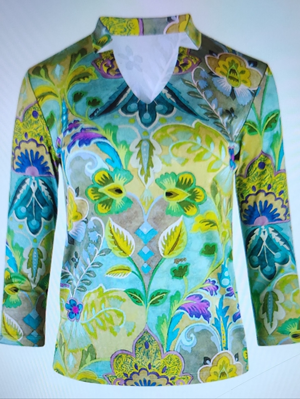 *NEW Leggiadro Notch Collar V-Neck Lione Tee In Taj Mahal $295. NWOT